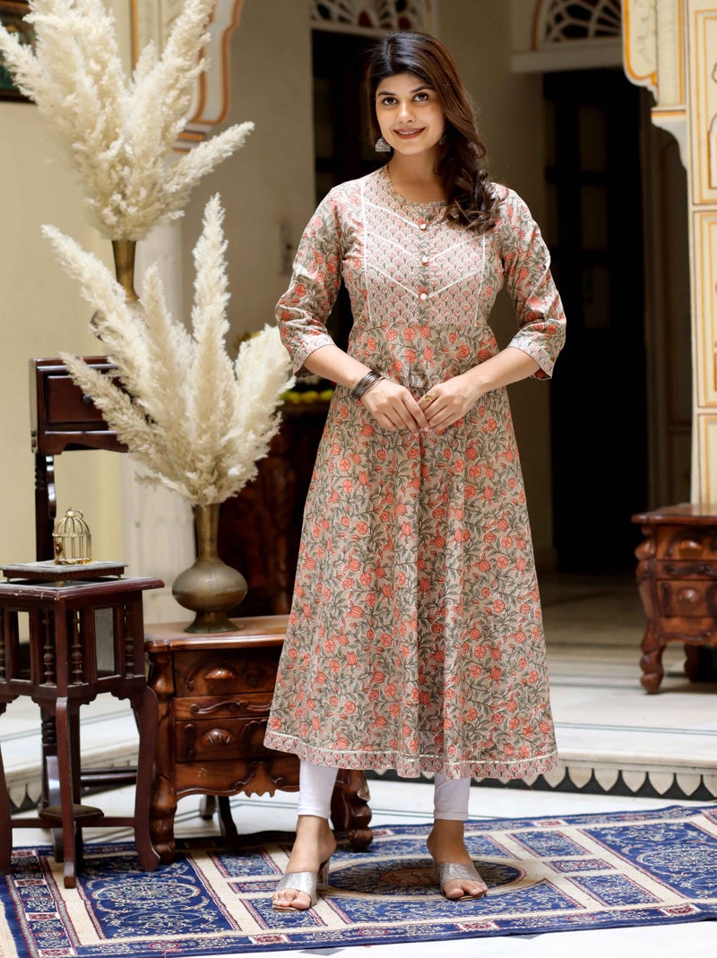 Miravan Floral Printed Anarkali Kurta for Women - Image 1